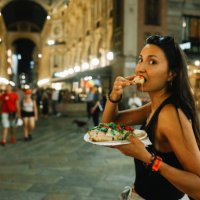 pizza cut on the go in milano - food stock pictures, royalty-free photos & images
