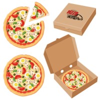 pizza inside a cardbox clip art - junk food stock illustrations