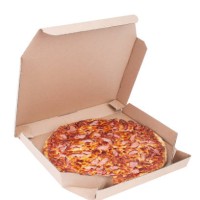 pizza with ham in a box on a white background - junk food stock pictures, royalty-free photos & images