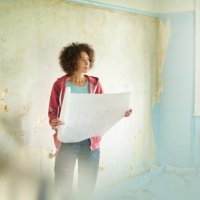 planning her new home - home decoration stock pictures, royalty-free photos & images