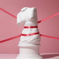 plaster torso of venus tied with ribbons - fashion stock pictures, royalty-free photos & images