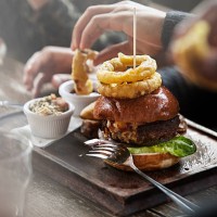 plate of burger and fries - junk food stock pictures, royalty-free photos & images
