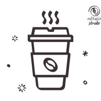 playful line illustration for take away coffee - junk food stock illustrations