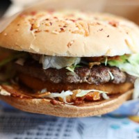 Polish winter season burger named Burger Drwala is seen in this illustration photo taken in McDonald's restaurant in Poland on November 24, 2024.