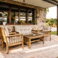 porch with garden furniture - garden decoration stock pictures, royalty-free photos & images