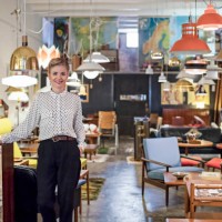 portrait of a female business owner standing in her furniture store - home decoration stock pictures, royalty-free photos & images
