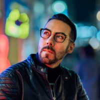 portrait of handsome man lit by neon lights at night - fashion stock pictures, royalty-free photos & images