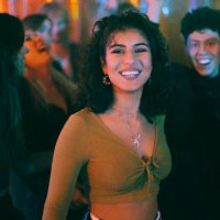 portrait of happy woman with friend dancing in nightclub - concert stock pictures, royalty-free photos & images