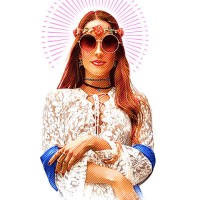 portrait of retro hippie woman - fashion stock illustrations
