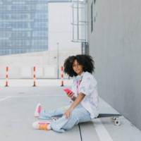 portrait of young stylish generation z girl spending time outdoor after school. - fashion stock pictures, royalty-free photos & images