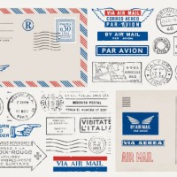 postage stamps with postcard and envelope - travel stock illustrations