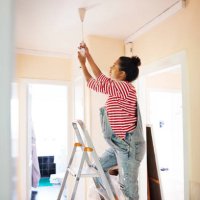 pregnant young woman renovating home - home decoration stock pictures, royalty-free photos & images