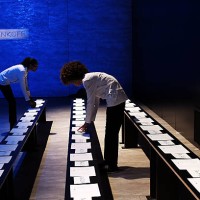 Preparations are made for the Rebecca Minkoff show at New York Fashion Week on February 13, 2015 at the tents at Lincoln Center in New York City. The...