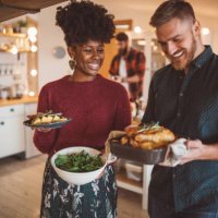 preparing table for new year dinner - food stock pictures, royalty-free photos & images
