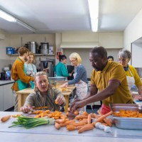 preparing the vegetables for the soup kitchen - food stock pictures, royalty-free photos & images