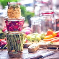 preserving organic vegetables in jars - food stock pictures, royalty-free photos & images