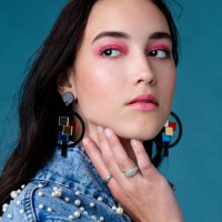 pretty young woman wearing jeans jacket - fashion stock pictures, royalty-free photos & images