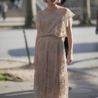 Princess Maria-Olympia of Greece and Denmark wears a brown maxi dress during the Womenswear Fall/Winter 2025/2026 as part of Paris Fashion Week on...
