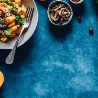 pumpkin pasta with mushroom and hazelnuts - food stock pictures, royalty-free photos & images