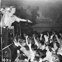 Punk band Sex Pistols in concert in Holland Dec 1977 .