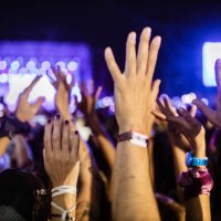 put your hands up high for this music festival! - concert stock pictures, royalty-free photos & images
