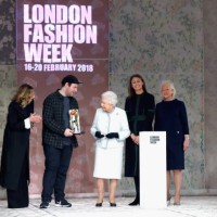 Queen Elizabeth II awards designer Richard Quinn the inaugural Queen Elizabeth II award for British Design alongside Chief Executive of the British...