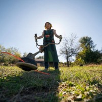 rasenmäher. es ist zeit für den grasschnitt. - garden decoration stock-fotos und bilder