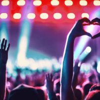 rave party silhouettes. - concert stock pictures, royalty-free photos & images