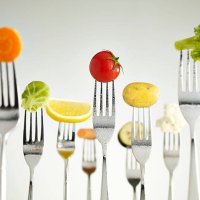 raw vegetables on forks - food stock pictures, royalty-free photos & images
