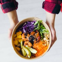 ready to eat tasty seafood poke bowls staying at home - food stock pictures, royalty-free photos & images