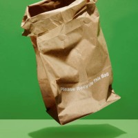 recycleable paper bag - junk food stock-fotos und bilder