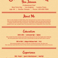 red chef or cook job resume or curriculum vitae template in clean retro diner menu style - junk food stock illustrations