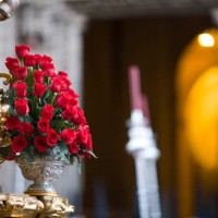 red roses on a float, holy week 2008, seville, spain - garden decoration stock pictures, royalty-free photos & images
