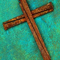 religious: cross of old rusty square nails - nails art stock pictures, royalty-free photos & images