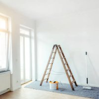 renovate living room with color bucket and ladder - home decoration stock pictures, royalty-free photos & images