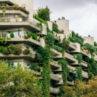 residential concrete apartment building covered with green plants, madrid, spain - garden decoration stock pictures, royalty-free photos & images