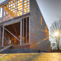 residential house construction at sunset - pano - home decoration stock pictures, royalty-free photos & images