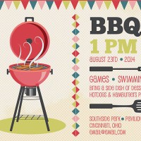 retro bbq invitation template - garden decoration stock illustrations