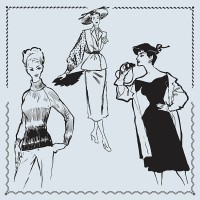 retro fashion models - fashion stock illustrations