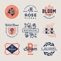 retro floral & botanical type badges - fashion stock illustrations