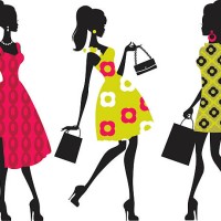 retro shopping girls - fashion stock illustrations