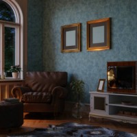 retro style living room evening scene - home decoration stock pictures, royalty-free photos & images