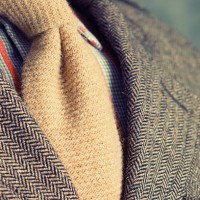 retro vintage twill jacket with woolen necktie - close-up - fashion stock pictures, royalty-free photos & images