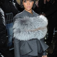 Rihanna arrives at Lanvin show as part of the Paris Fashion Week Womenswear Fall/Winter 2014-2015 on February 27, 2014 in Paris, France.
