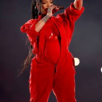 Rihanna performs onstage during the Apple Music Super Bowl LVII Halftime Show at State Farm Stadium on February 12, 2023 in Glendale, Arizona.