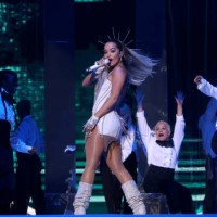 Rita Ora performs on stage during day one of Capital's Jingle Bell Ball with Seat at London's O2 Arena.