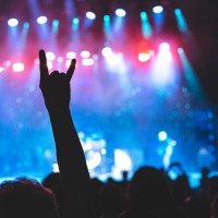 rock concert, concert hands raised, rock hands, rock on - concert stock pictures, royalty-free photos & images