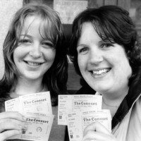Rock fans Carol Morton and Pearl Meenagh, first in queue for Rolling Stones tickets outside the Apollo Centre, Glasgow, Scotland, 20th May 1982.