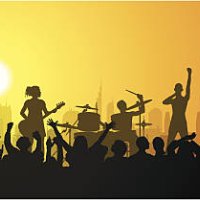 rock in the city - concert stock illustrations