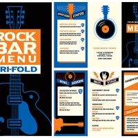 rock music bar food menu tri-fold design mock up template - concert stock illustrations